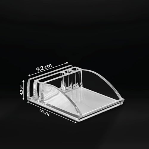 Image of GROB Prismo Acrylic Slip & Stationery holder| Transparent Acrylic Desk Organizer |Slip Design for Papers, Angled Compartments for Stationery, Non-Slip Base| Smart Living Products