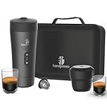 Handpresso Auto Set | cafetiere de voyage à batterie USB-C | capsule expresso & capsule réutilisable café moulu | malette compacte - cafetiere portable - 2 tasses - poubelle - cable USB - serviette