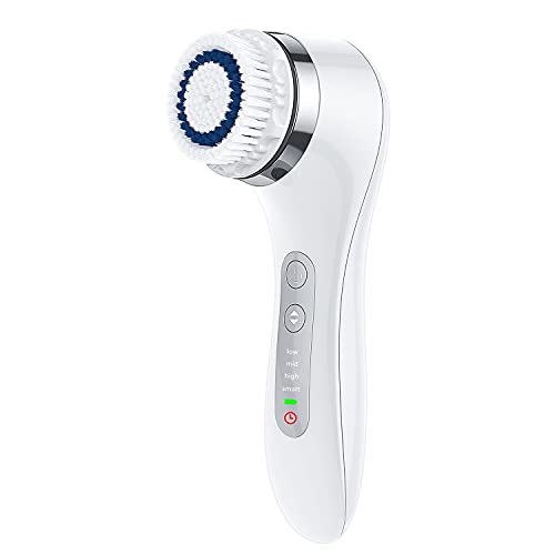 Facial Cleansing Brush, Wireless Charging Base Soft Brush Set with 3 Brush Heads for Face Spa, Exfoliating, Massaging and Deep Cleansing