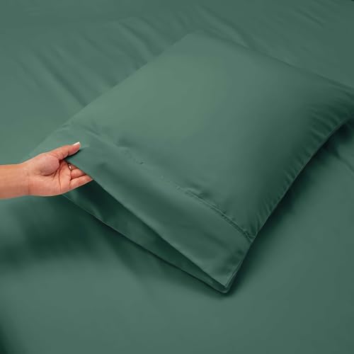 Image of Hearth & Harbor Extra Deep Pocket Full Size Sheets - 4 Piece Hotel Luxury Full Size Sheet Set Fits Up to 24 inch Mattress - Ultra Soft Luxury Bed Sheet Set - Full, Forest Green | 4 Piece Bed Sheet Set, Ultra Soft & Breathable, Fits Up to 24 inch Mattress, Hotel Luxury