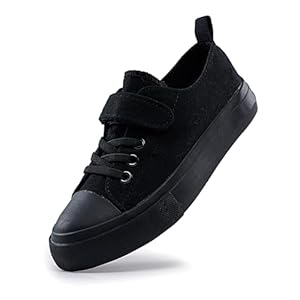 sharllen Kids Canvas Shoes for Boys Girls Low Top Canvas Sneakers Lace-up Toddler Walking Shoes Lightweight Casual Big Kid Adjustable Strap Sneakers