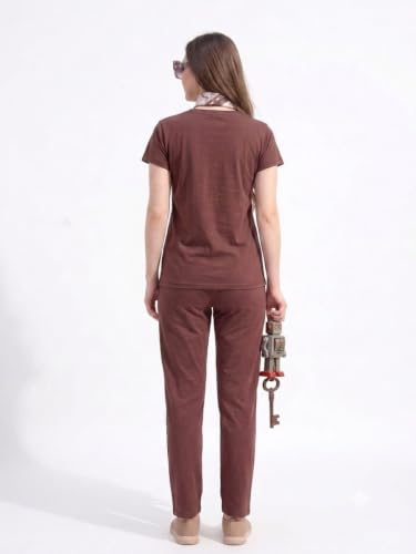 Image of Women's Cotton Printed Co-Ord Set Round Neck Half Sleeve T-Shirt with Matching Pants Comfortable Casual Lounge Wear Outfit