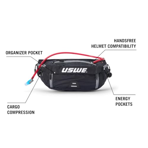 Image of USWE Zulo Hydration Hip Pack - with Organizer and Side Pockets, Bounce Free Hip Belt (6L, Yellow)
