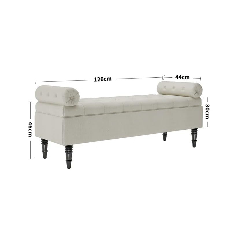 Image of LEGACY OF COMFORT Ethelsville Bolester with Storage Velvet Upholstered Storage Bench Sofa Bench Sofa couches Window Bench Ottoman Bench Chaise Lounger Pouffe for Living Room Bedroom Office (Beige)