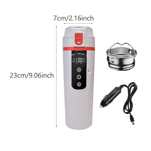 Tetera eléctrica para auto 12V/24V acero inoxidable blanca miniatura 2