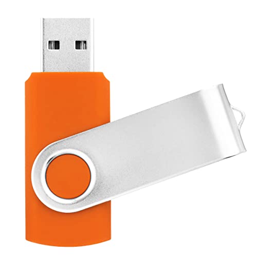 Image of 1GB USB Flash Drive 1PCS, EASTBULL USB 2.0 Thumb Drive Swivel USB Stick Memory Stick Metal Thumb Drive (Orange)