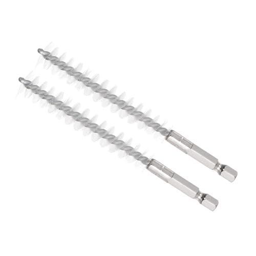 Image of Bore Brush, 12mm Dia 75mm Length, Nylon Twisted Cleaning Wire Brushes with 1 /4 inch Hex Shank - (Applications: for Power Drill), 2-Pieces