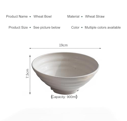 Image of Wheat Straw Salad Bowls Set (900ml) - Large Microwave Safe, Unbreakable & Stackable Bowls for Salad, Pasta, Soup, Ramen - BPA-Free, Eco-Friendly, Lightweight Serving Bowls for Kitchen (6, Beige)