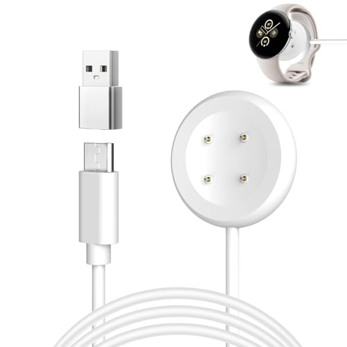 for Pixel Watch 2 Charger [4 Pin], Replacement Magnetic Charging Dock Stand Cable for Google Pixel Watch 2, Fitbit Sense & Sense 2 Versa 4 Versa 3, Portable USB-C Fast Charger with USB Adapter