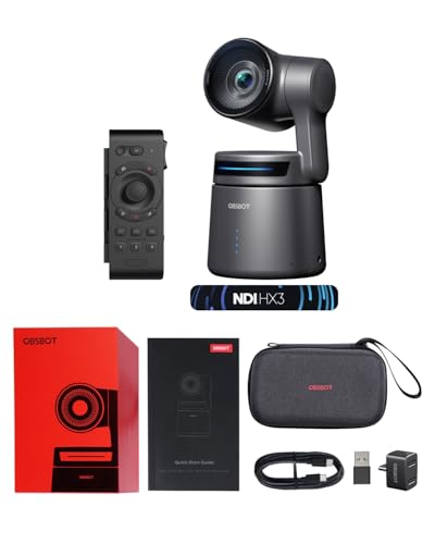 Image of OBSBOT Tail Air NDI Streaming Camera 4K, AI Tracking PTZ Camera with Intelligent APP, Gesture Control, HDMI /USB-C /Wireless Webcam, Live Streaming Cameras (Tail Air+Remote (NDI Activated))