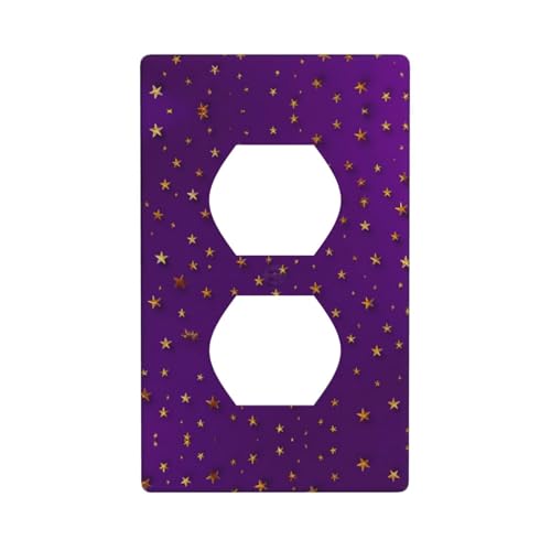 RRKDOY Panel de pared de doble enchufe con imagen de estrella morada, cubierta de alimentación doméstica duradera para enchufes e interruptores decorativos