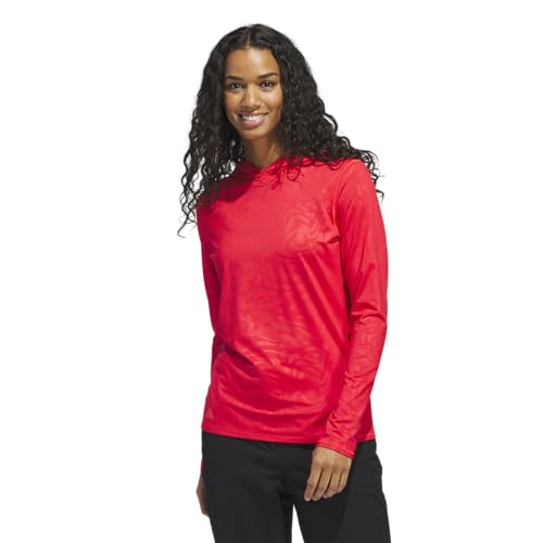 adidas Women's Ultimate365 Emboss Hoodie, Pure Ruby, X-Large