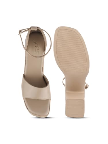 Image of JM LOOKS Women's Block Heel Sandal Platform Sandal Ankle Strap Open Square Toe High Heel Sandal for Wedding Party Evening Prom