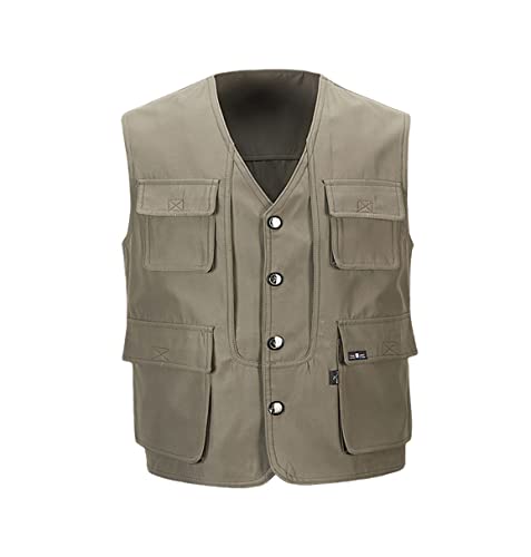 Gilet veste de travail homme multi-poches sans manches kaki XXXL respirant