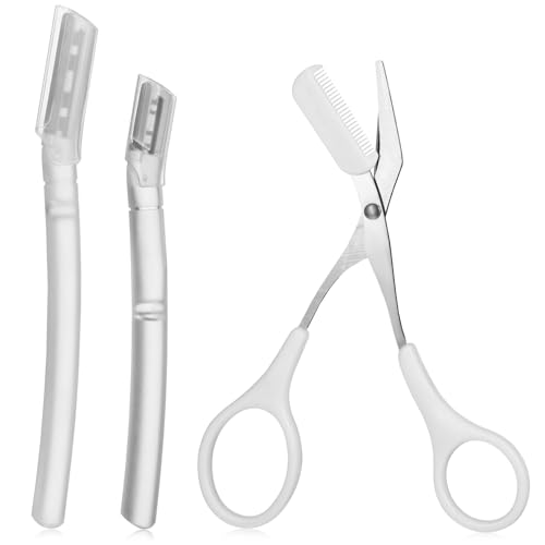 Outanaya 1Set Eyebrow Shaping Kit Transparent Eyebrow Trimmer with Scissors Razor Safe Hair Removal Tool for Precise Eyebrow Grooming and Versatile Use