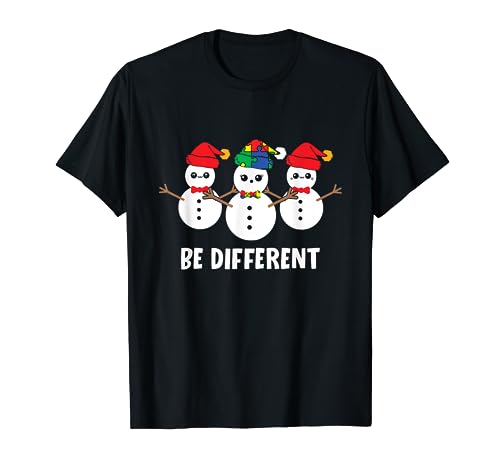 Be Different Christmas Autism Awareness Snowman Xmas Gift T-Shirt