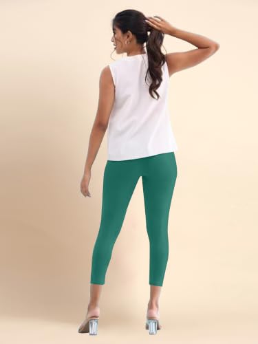 Image of TRENDMALLS Women's Microfiber Elastane Stretch Soft Cropped Leggings with Ultrasoft Waistband for Women