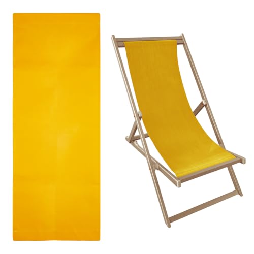 Hobbspring Tissus de Remplacement pour Chaise de Plage 115x43cm Toile de Rechange pour Chaise de Patio Jaune Tissu pour Chaise Pliante D'Extérieur Tissu pour...