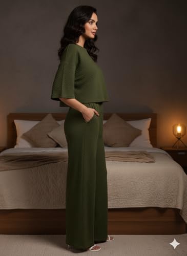 Image of Zilcon Women Bricks Wool 2 Piece Sets for Women Casual Summer Travel Vacation Outfits Pajama Sets Cap Sleeve Lounge Set