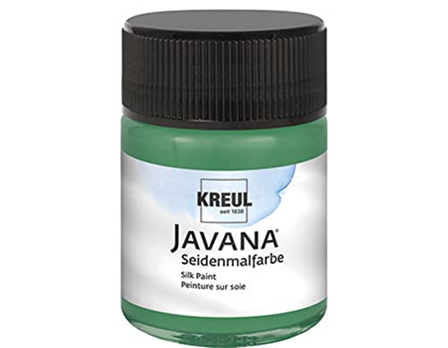 KREUL 8112 - Javana Peinture sur soie en pot de 50 ml, vert foncé, couleur hautement pigmentée et brillante à base d'eau, au caractère fluide et liquide, pénètre profondément dans les fibres
