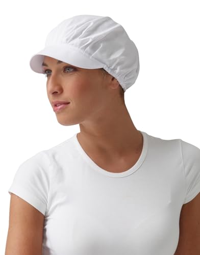 SIGGI - Berretto Ted con Visiera, in Popeline Poliestere 65% Cotone 35% Colore Bianco. Peso al mq. gr. 130'