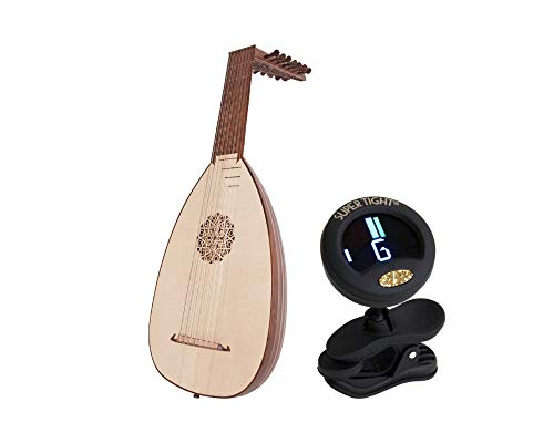 Includes: Sheesham Traditional 8 Course Deluxe Lute Solid Spruce Top W/Bag + Snark Clip-on Chromatic Tuner