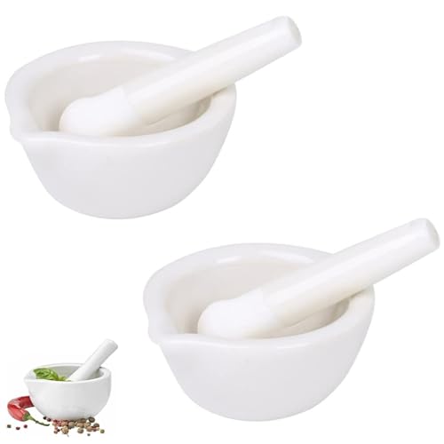 La Mejor Lista de Juegos de mortero y mano de esta semana. 50 Mortero, Juego De 2 Morteros De Cerámica, Mortero Para Pastillas, 60 Mm, Blanco, Ideal Para Cocina, Moler Especias, Hierbas y Preparar Alimentos, Diseño Compacto y Portátil