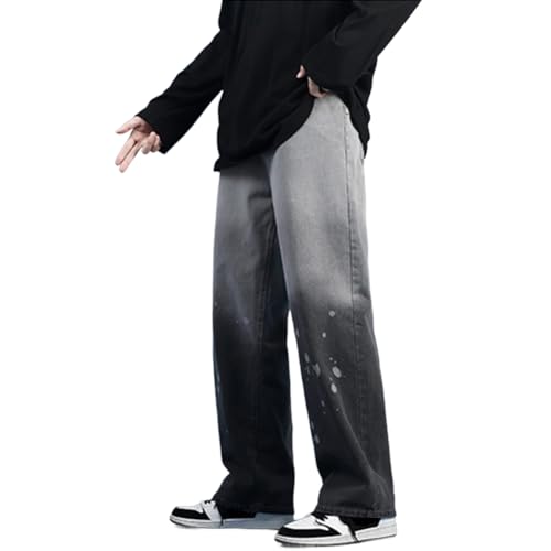XYGJZ Casual Loose Fit Jeans for Men Gradient Tie Dye Straight Leg Denim Pants