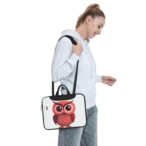 Cute Red Owl Bolsa para Laptop Unisex Negra miniatura 3