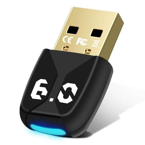 Adaptador Bluetooth 6.0 USB Dongle, adaptador Bluetooth PC para Windows 11/10/8.1, adaptador USB Bluetooth para hasta 5 dispositivos simultáneos, gran alcance, baja latencia