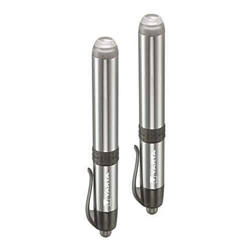 Varta Lámpara de diagnóstico LED doble paquete incluye 1 pila AAA, luz de pluma, lámpara de pupila, extremadamente delgada y ligera, linterna para uso hospitalario, consultorio médico