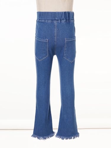 Kids Girls Skinny Cute Bootcut Jeans Elastic Waist Blue Flare Bell Bottom Denim Pants Casual Wear4