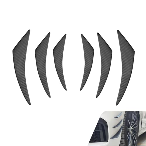 Ferianl 6PCS Car Spoiler Canards Kit, Auto Front Bumper Lip Splitter, Self-Adhesive Body Anti-Collision Diffuser, Universal Auto Soft Rubber Decorative Stickers Accessories (Carbon Fiber Black)