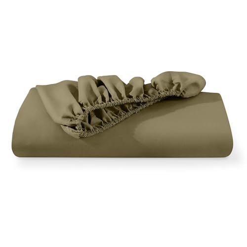 Bare Home Twin XL Fitted Sheet - 1800 Ultra-Soft (Twin XL, Olive) - image 7