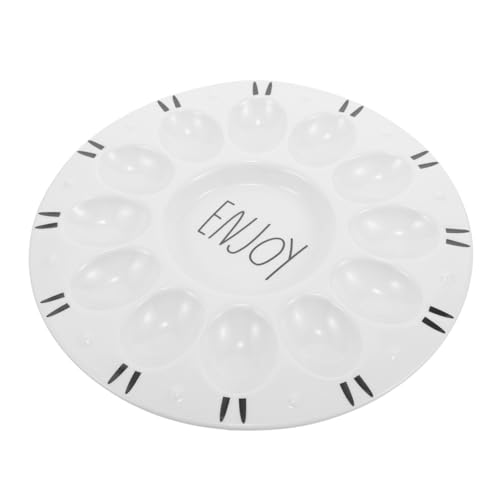 ABOOFAN Easter Egg Tray Appetizer Plate Easter Egg Platter Egg Dish Deviled Egg Holder Countertop Easter Deviled Egg Platter Egg Fixing Holder Serving Tray White Seafood Ceramics Egg Rack