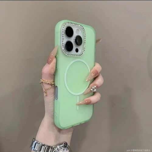 Coque iPhone 15 paillettes verte translucide anti-choc