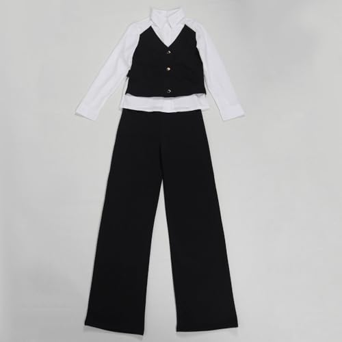 HuiSiFang Women 2 Piece Sets Dressy Casual Long Sleeve Patchwork Vest and Pants Set Work Outfits4