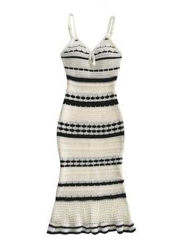 MakeMeChic Women's Striped V Neck Sweater Dress...