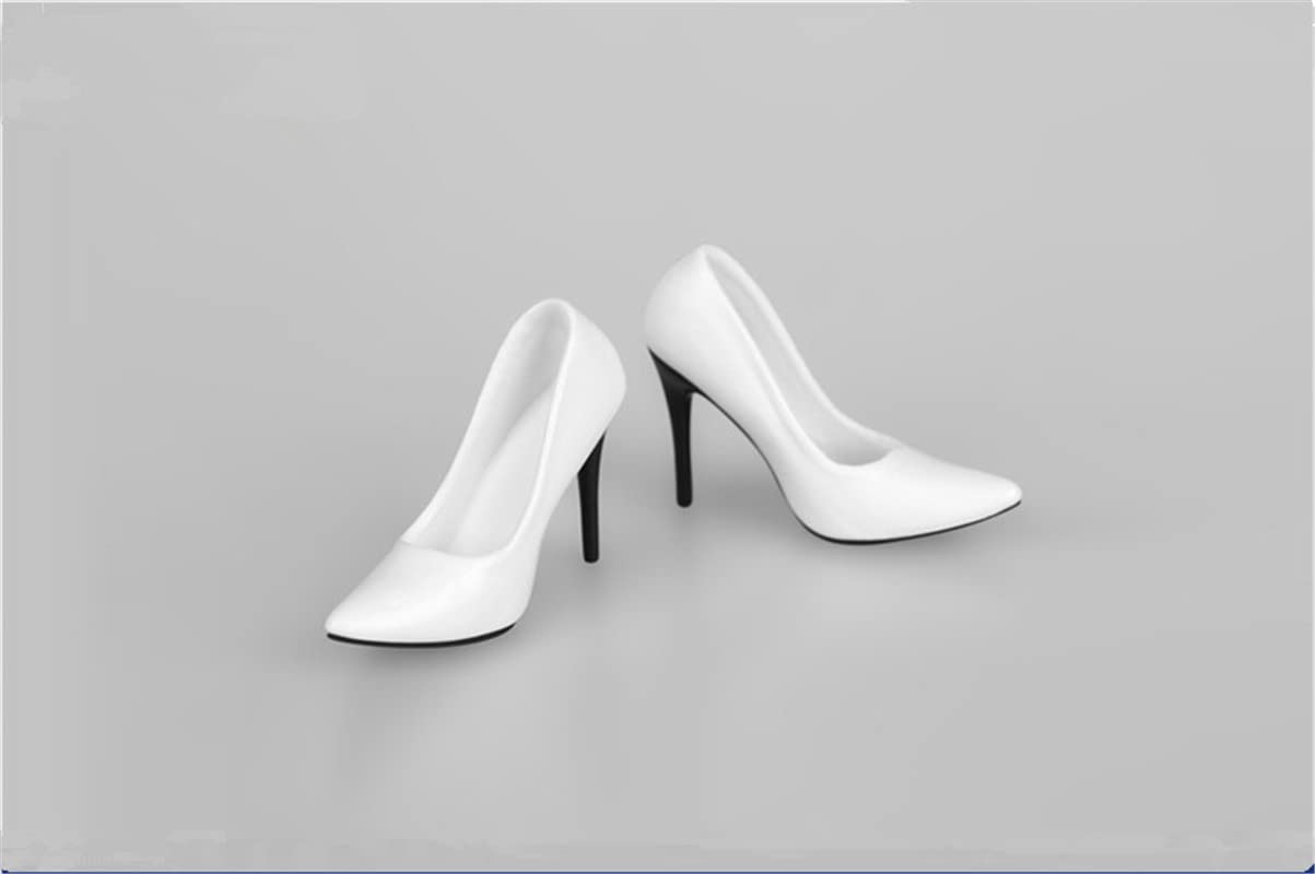 1/6 Scale Female Shoes,Women's High Heels Shoes Pointed Shoes Model for 12inch PH TBL JO Action Figure(White)