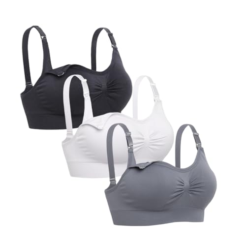 Astrélie Seamless Nursing Bra for Women Ultra Soft Wireless Maternity and Postpartum Sleep Bra Breastfeeding Bra with Removable Pads Pack of 3