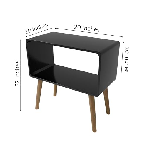 Image of SS Wood Nation Vintage Bookcase Nightstand, Coffee Table, End Table, Bedside Table for Compact Areas, Magazine Stand with Storage, and Living Room /Bedroom (Modern, Grey)