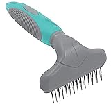 GROOMER ESSENTIALS Dematting Brush for Dogs, Double Row Undercoat Fur Rake, Effective Deshedding Rake for Thick Coats, Professional Pet Grooming Tool