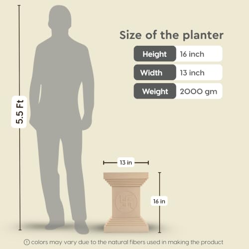 Image of Eha Earth-Friendly Tulsi Pots for Home Big Size | 16 inch, Pack of 1 | Heavy Duty Tulasi Pot Made with Rice Husk & Bamboo Biocomposite | UV Protected Plant Pots | Tulasi Kota Set | Sand Dune