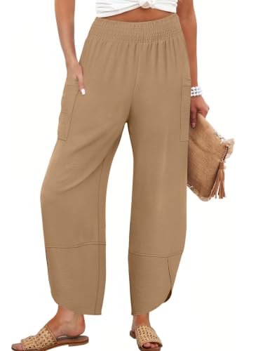 Image of ANRABESS Womens Wide Leg Palazzo Capri Barrel Pants