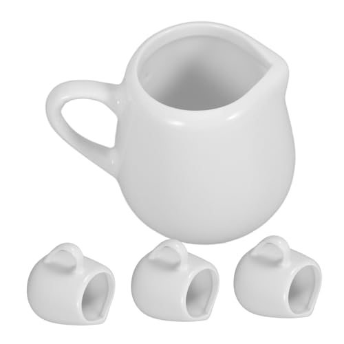 AUTSUPPL 4 Pcs Sauce Spoon Gravy and Sauce Jugs Latte Art Pitcher Coffee Creamer Latte Art Jug Cow Shaped Creamer Pitcher Small Milk Jugs Milk Dispenser Gravy Sauce Boat Cups Ceramics White
