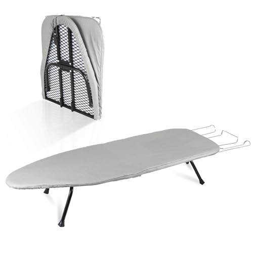 Foldable Ironing Board, Portable Tabletop Ironing Board Full Size with Ironing Rack, Metal Mesh Small Ironing Board for Dorms, Home and Travel Use - 31.9