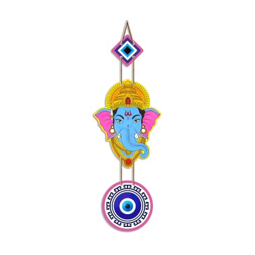 Image of Artvibes Lord Ganesha Evil Eye Wall Hanging for Main Door Entrance Decor | Nazar Dosh Protection Hanging for Home Temple Living Room | Office | Vastu Blessing Positive Energy Decorative Art (WH 8562N)