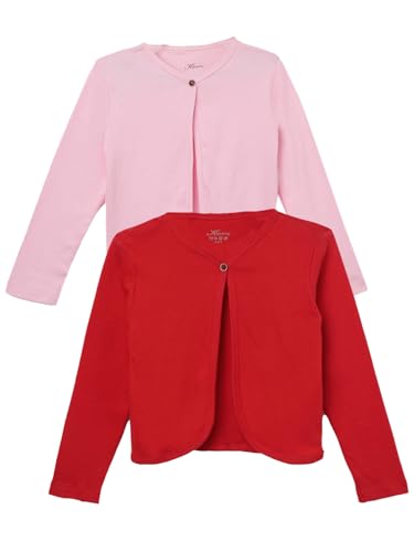 Image of KRYPTIC Kids Girls Regular Length Cotton Shrug - Pack of 2 Soft, Lightweight Open-Front Layers for Stylish Everyday Wear and Casual Outfits.
