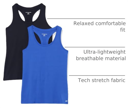 Image of Amazon Essentials Women's Active Quick Dry Tech Stretch Racerback Scoop Neck Tank Top, Multipacks