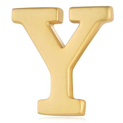 Image of HONEY BEAR Mens Womens Initial Alphabet Letter Lapel Pins Collar Badge Brooches for Business Wedding Graduation Gift Matte Gold 0.59 inches